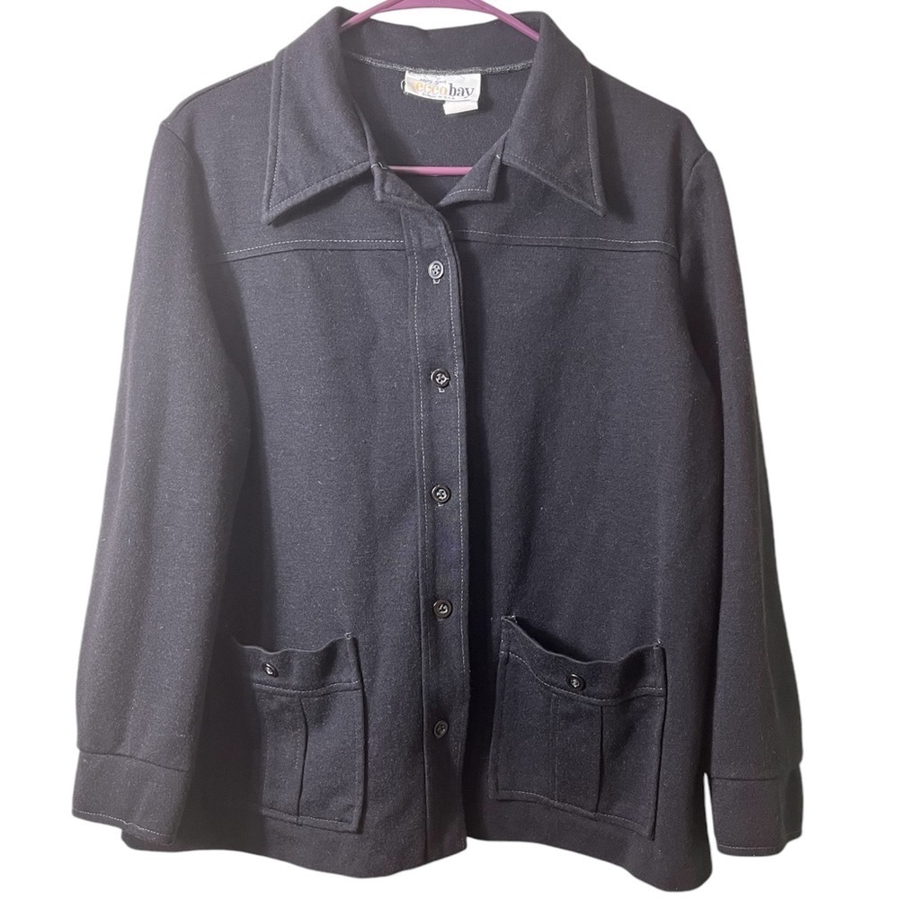 Vintage ecco bay Black Button Front Blazer XL Capsule Quiet‎ Luxury Office